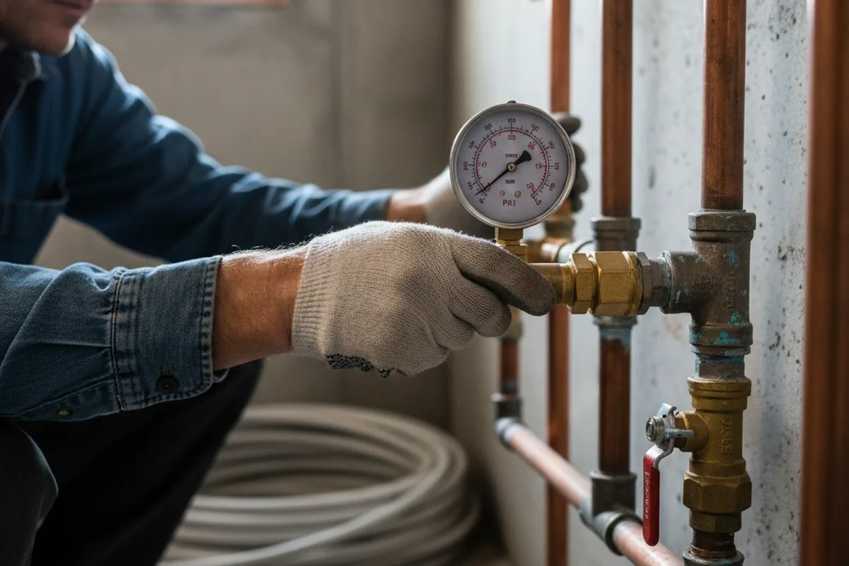Pressure testing a repaired line during Water Line Repair in Laveen